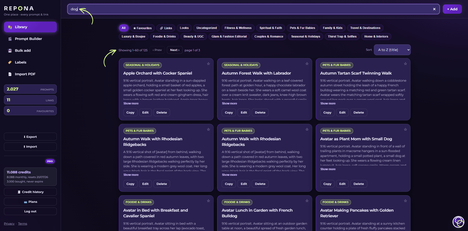 REPONA app library screenshot