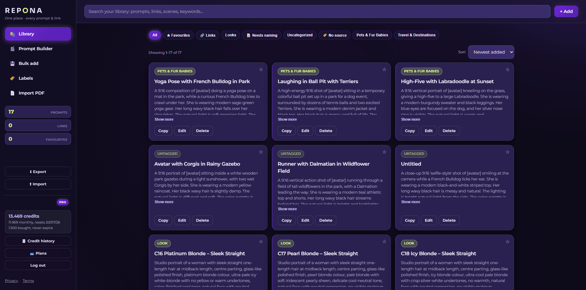 REPONA app library screenshot